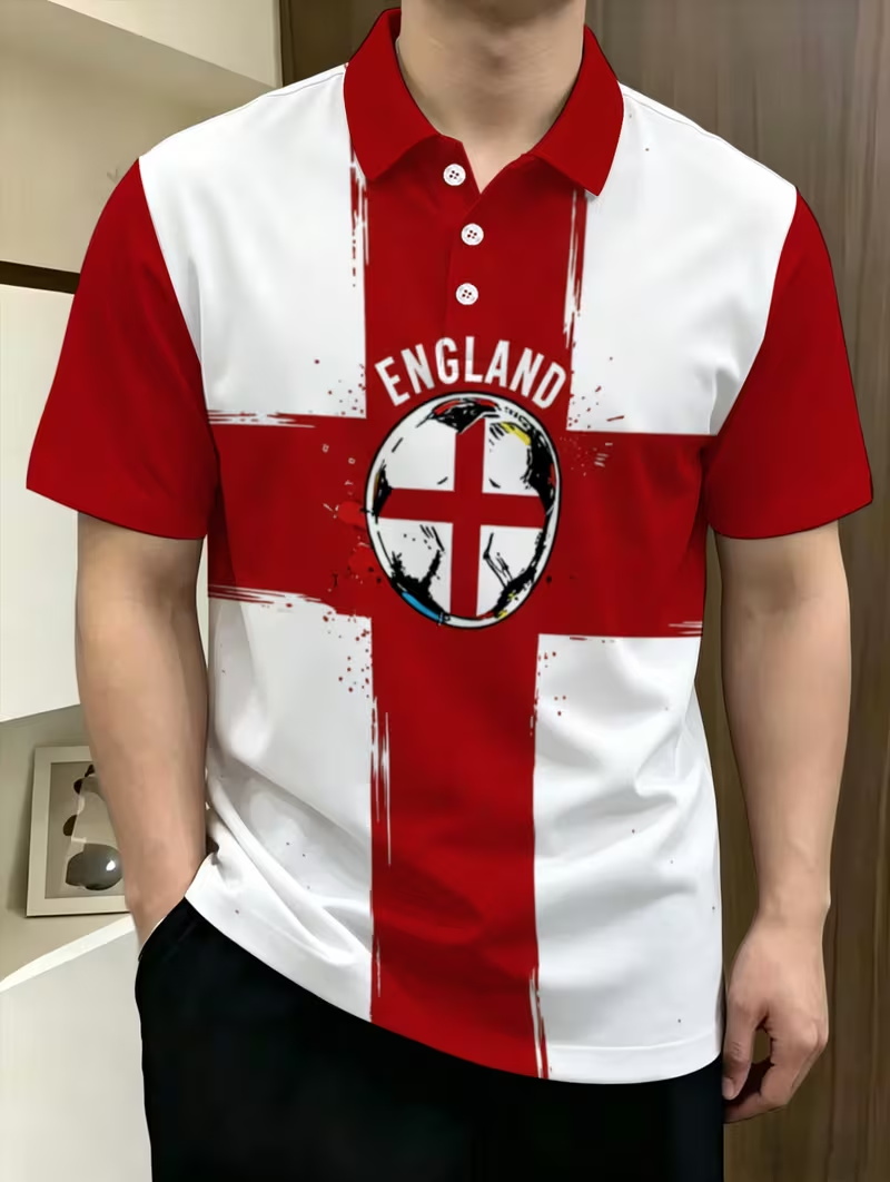 Badminton England - 잉글랜드 국기 패턴 축구 저지 남성용
