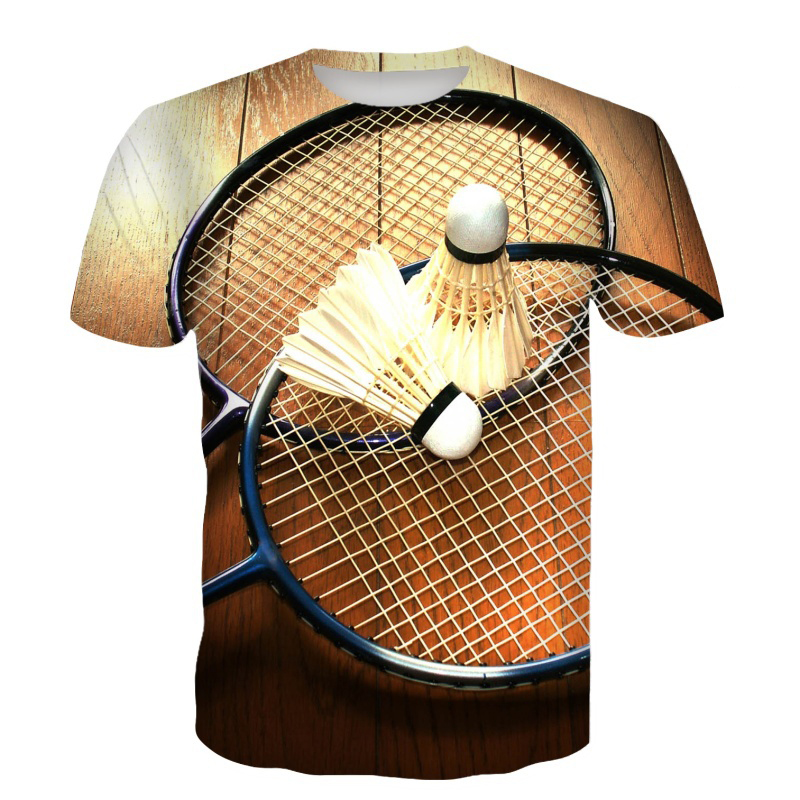 배드민턴 티셔츠 셔틀콕 3D 프린트 스트리트웨어 여름  - Badminton Shuttlecock 리뷰 및 가격